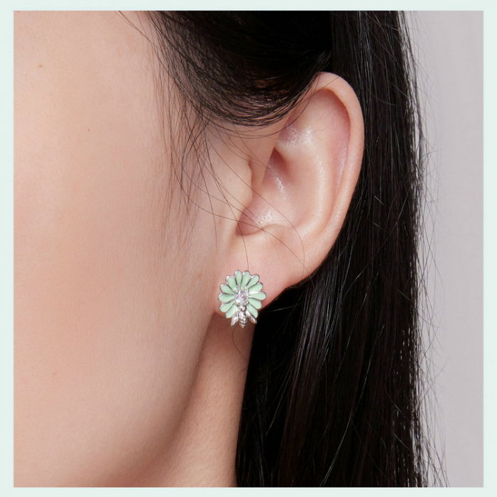 Cercei argint floare si albinuta [15]