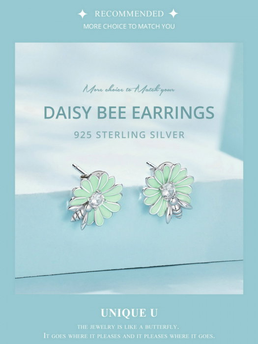 Cercei argint floare si albinuta [16]