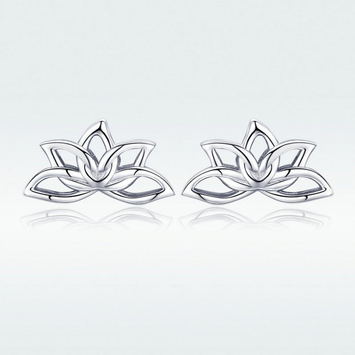 Cercei argint flore de lotus placati cu rodiu [2]