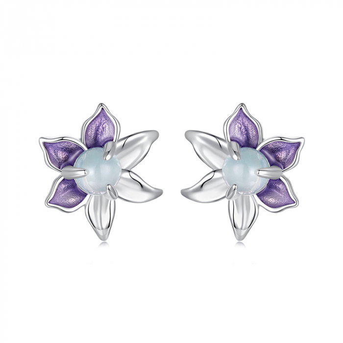 Cercei argint flori mov [1]