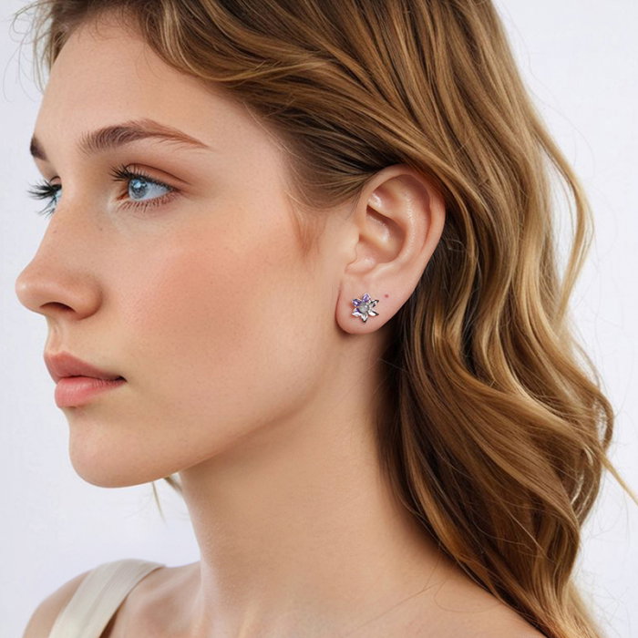 Cercei argint flori mov [7]