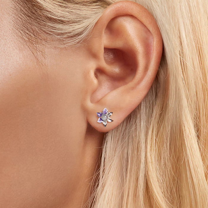 Cercei argint flori mov [2]