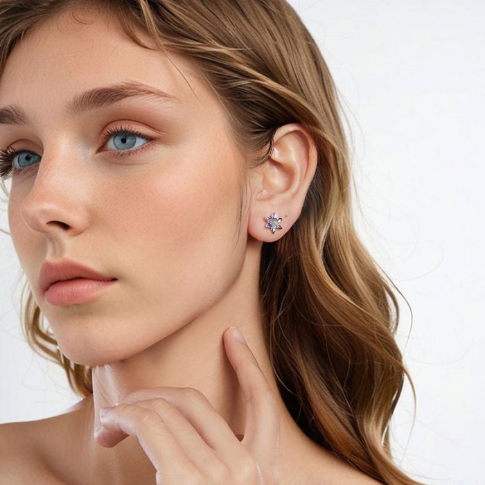 Cercei argint flori mov [4]