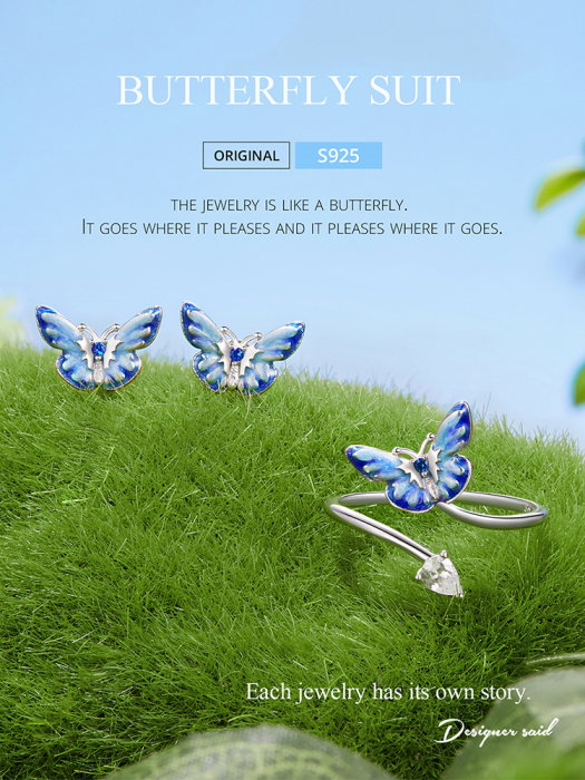 Cercei argint fluturasi albastri [18]