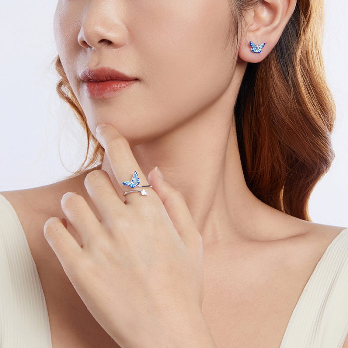 Cercei argint fluturasi albastri [17]