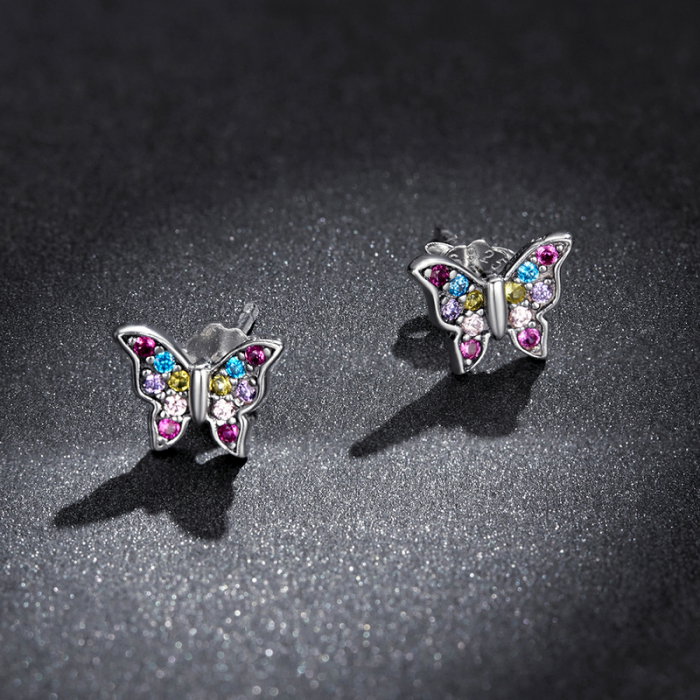Cercei argint fluturasi colorati [4]