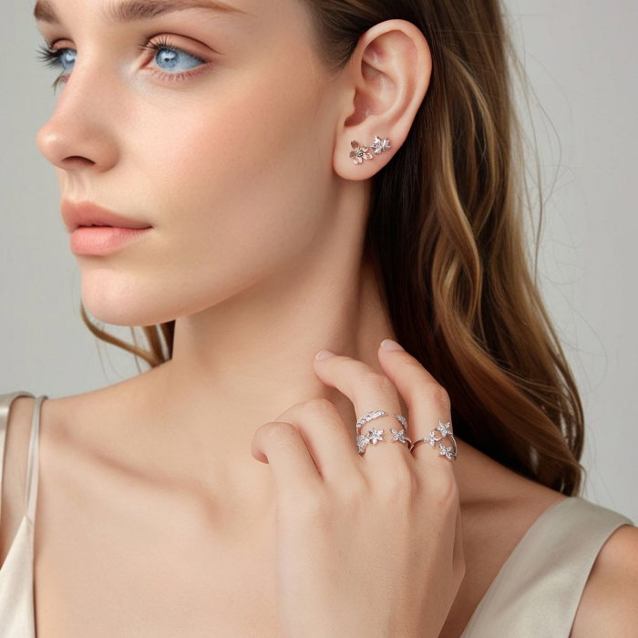 Cercei argint frunze de artar cu surub [14]