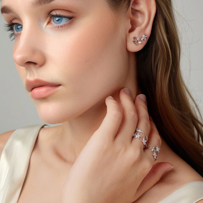 Cercei argint frunze de artar cu surub [15]