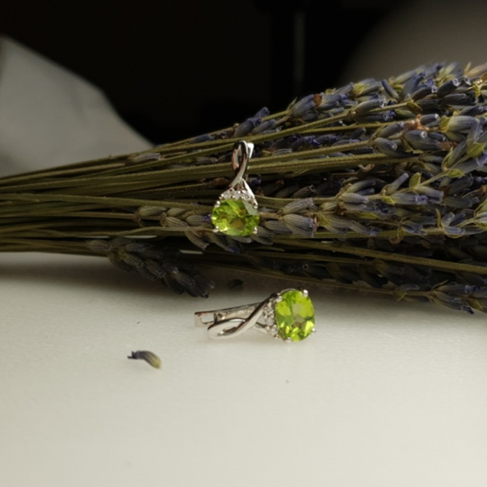 Cercei argint Grace, 925, cu peridot si zirconiu alb - EVA0010 [3]