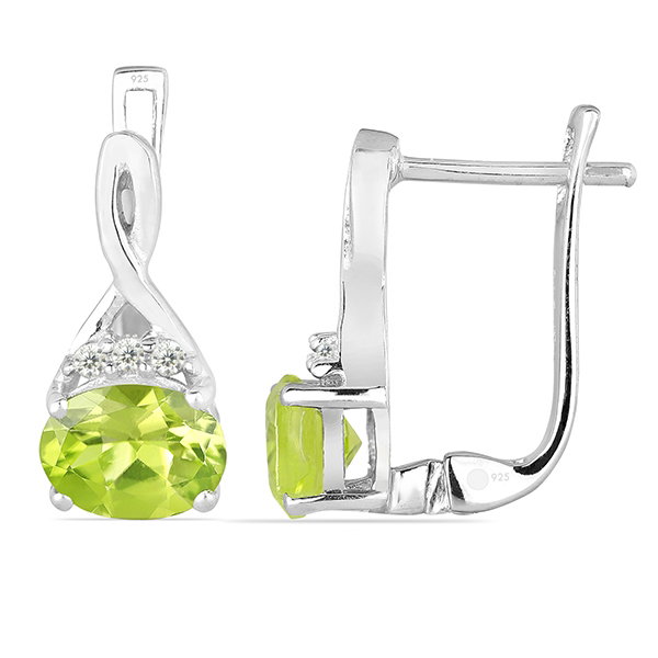 Cercei argint Grace, 925, cu peridot si zirconiu alb - EVA0010 [2]