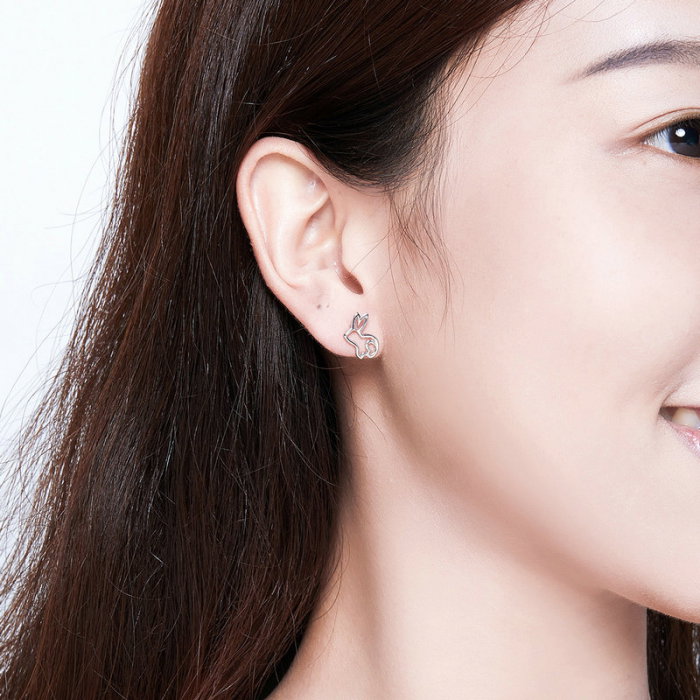 Cercei argint iepurasi placati cu rodiu [6]