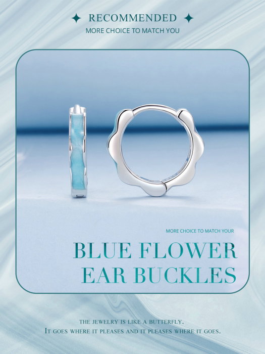 Cercei argint in forma de floare albastra [14]