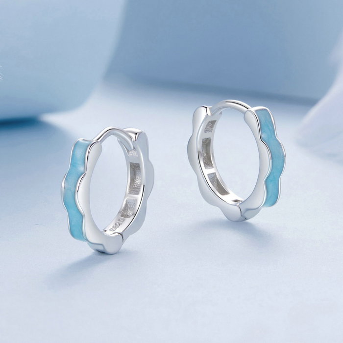 Cercei argint in forma de floare albastra [5]