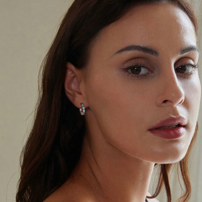 Cercei argint in forma de floare albastra [4]