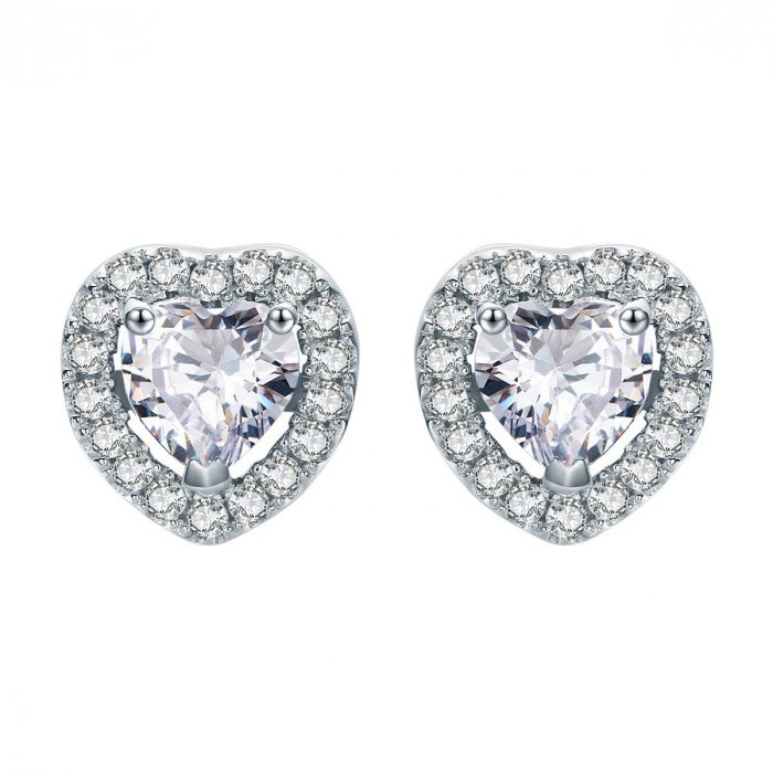 Cercei argint in forma de inima cu zirconii albe [1]