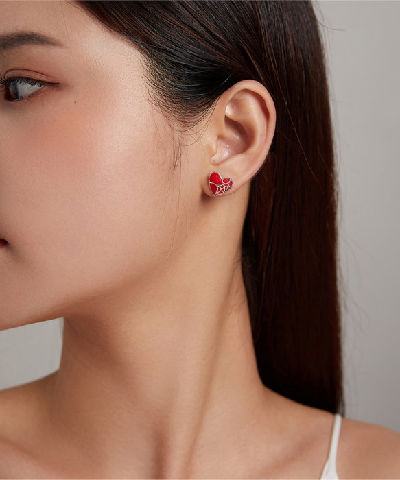 Cercei argint inima cu panza de paianjen [4]