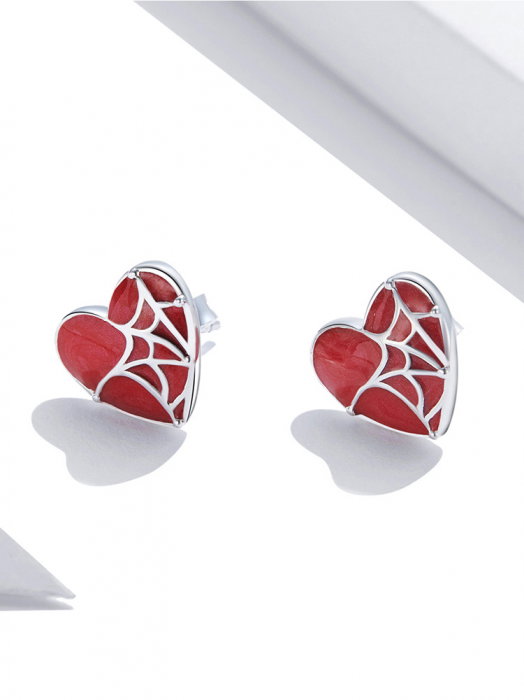 Cercei argint inima cu panza de paianjen [6]