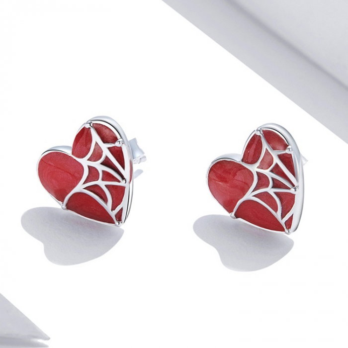 Cercei argint inima cu panza de paianjen [3]