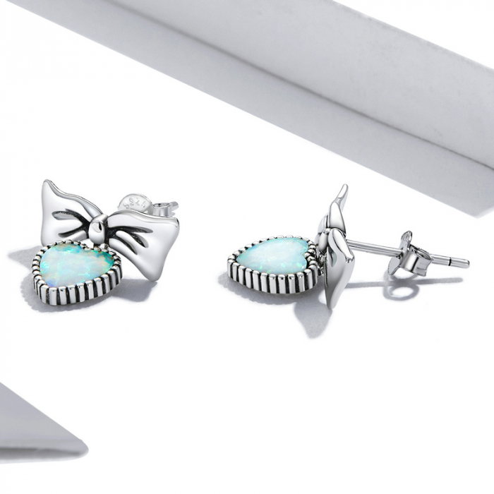 Cercei argint inima de opal si fundita [5]