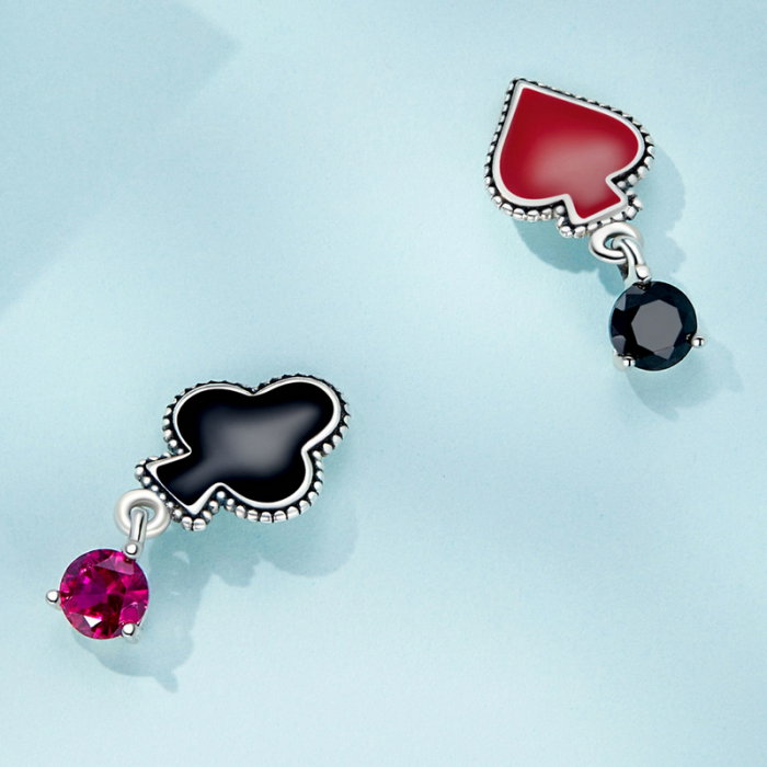 Cercei argint Inima Rosie si Trefla [4]