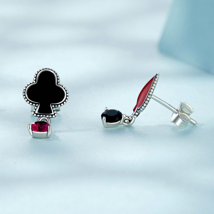 Cercei argint Inima Rosie si Trefla [3]