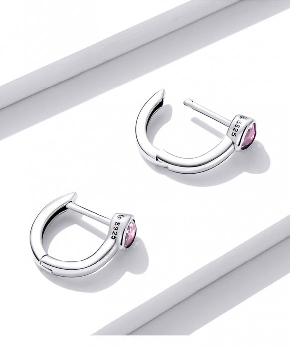 Cercei argint inima roz [7]