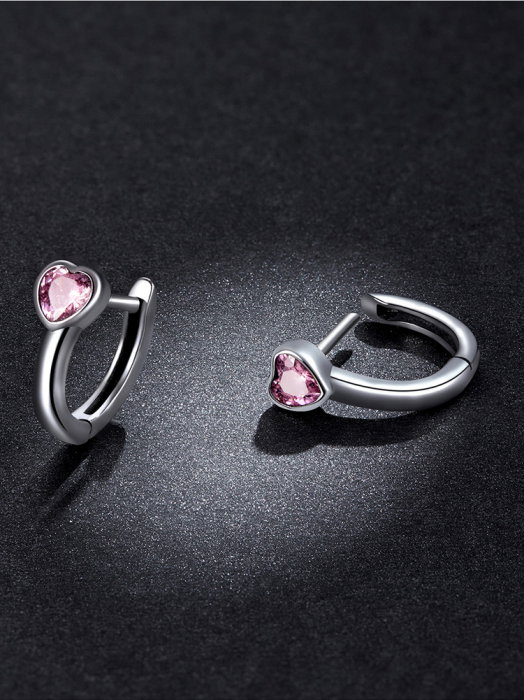 Cercei argint inima roz [8]