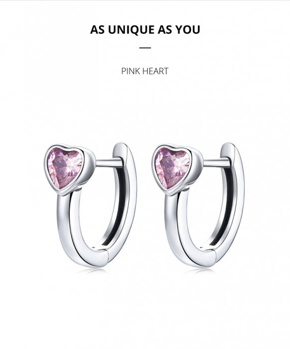 Cercei argint inima roz [10]