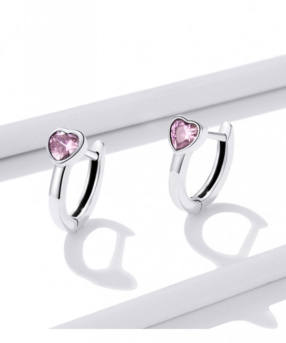 Cercei argint inima roz [5]