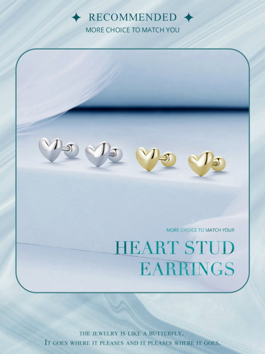 Cercei argint inimioare 5 mm [12]