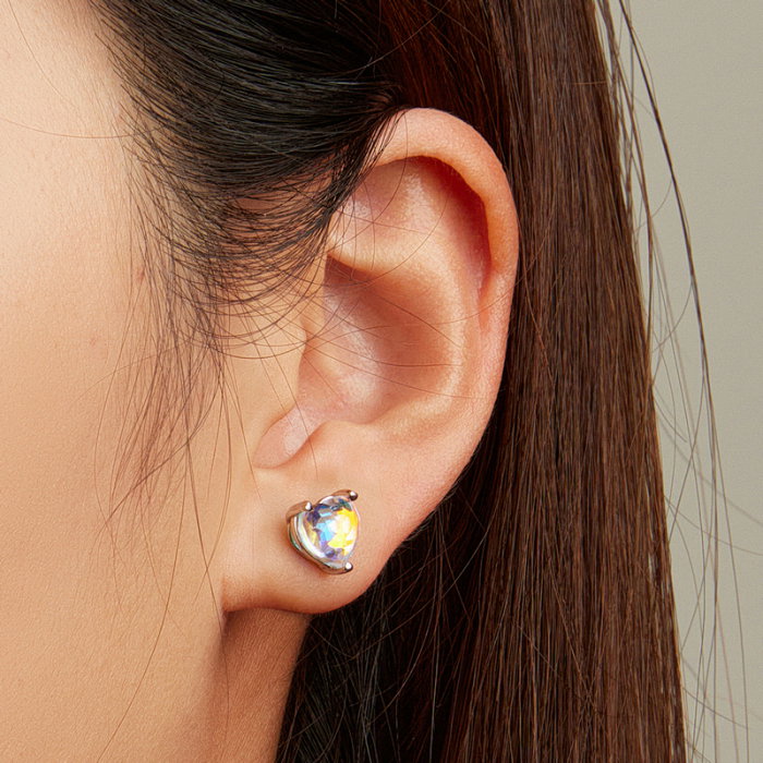 Cercei argint inimioare cu reflexii multicolore Aurora Borealis [4]