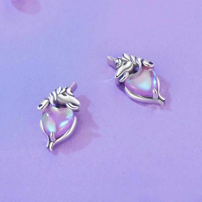 Cercei argint inimioare cu unicorni [5]
