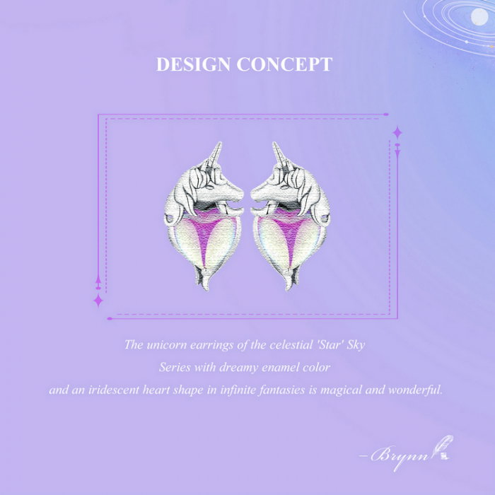 Cercei argint inimioare cu unicorni [10]