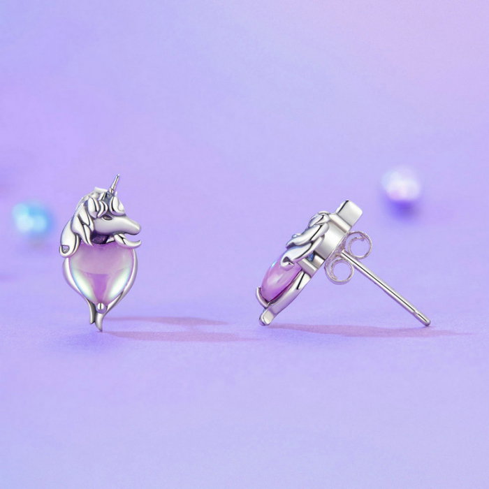 Cercei argint inimioare cu unicorni [6]