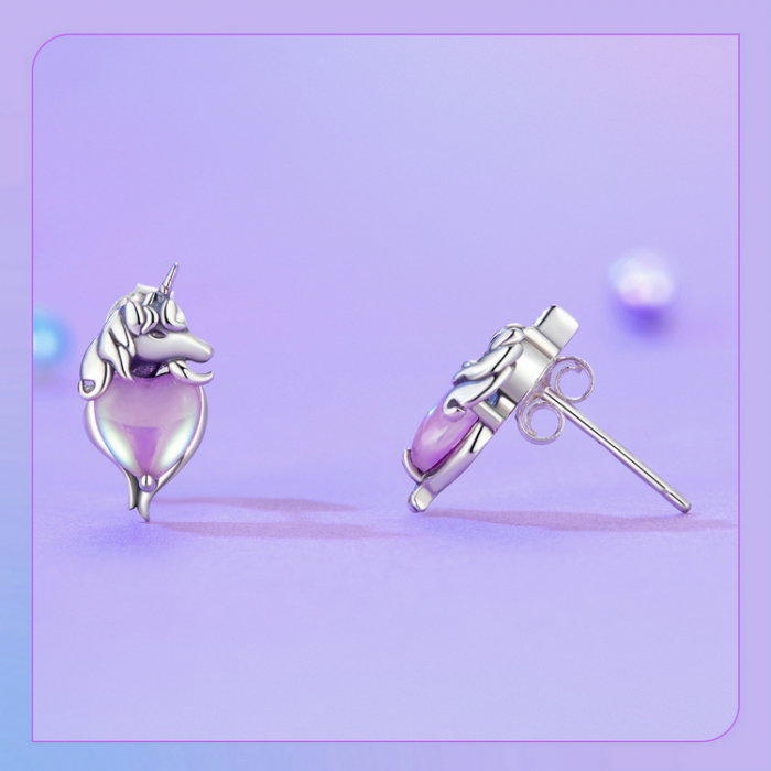 Cercei argint inimioare cu unicorni [19]
