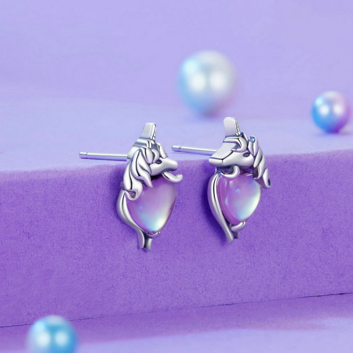 Cercei argint inimioare cu unicorni [3]