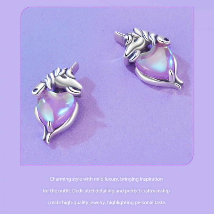 Cercei argint inimioare cu unicorni [18]