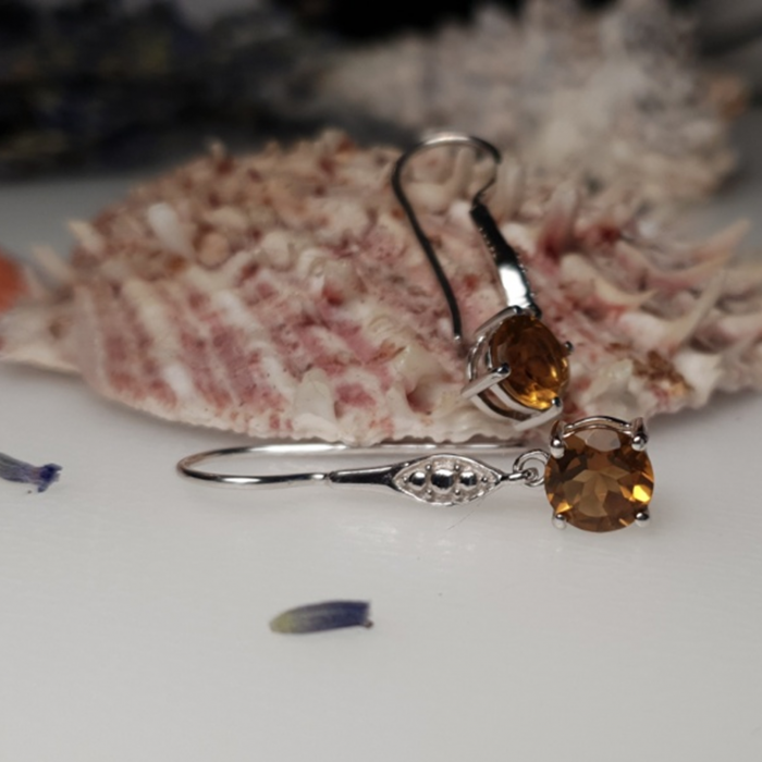 Cercei argint Isadora, 925, cu cuart culoarea mierii - EVA0040 [3]