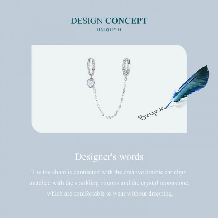 Cercel argint cu dubla prindere, lant si piatra lunii [9]