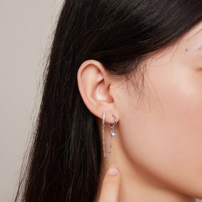 Cercel argint cu dubla prindere, lant si piatra lunii [6]