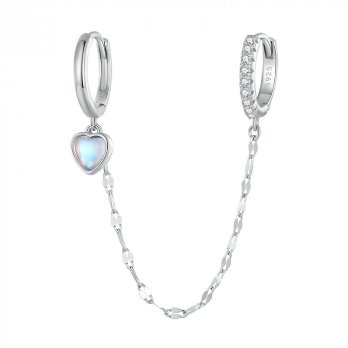 Cercel argint cu dubla prindere, lant si piatra lunii [1]