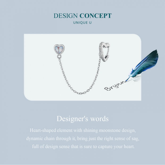 Cercel argint lant si inimioare [9]