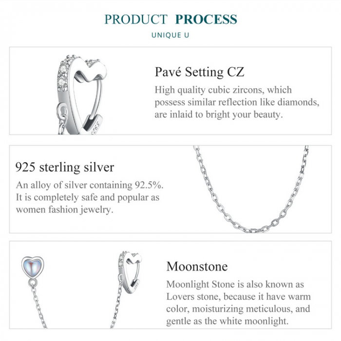 Cercel argint lant si inimioare [10]