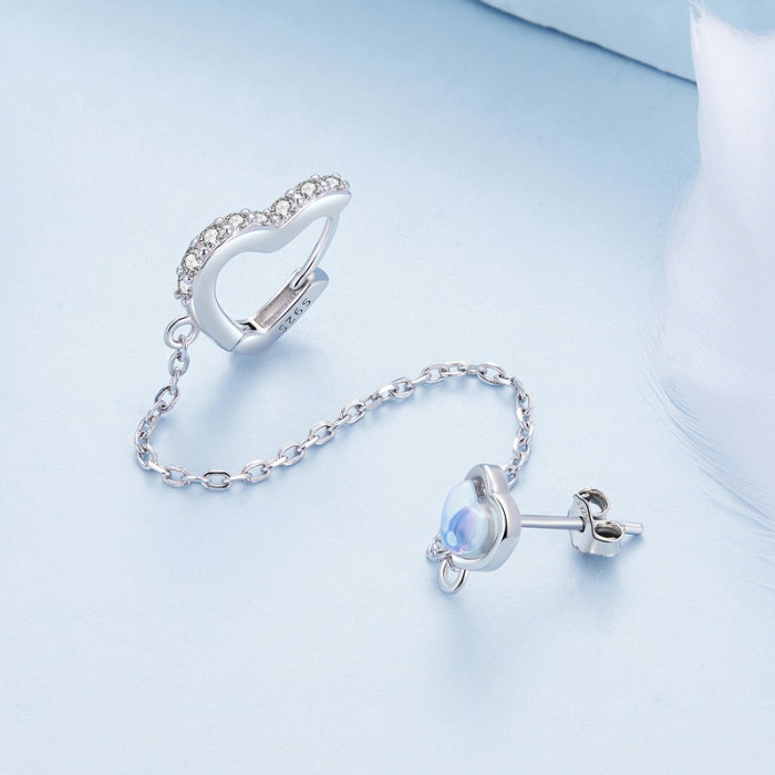 Cercel argint lant si inimioare [5]