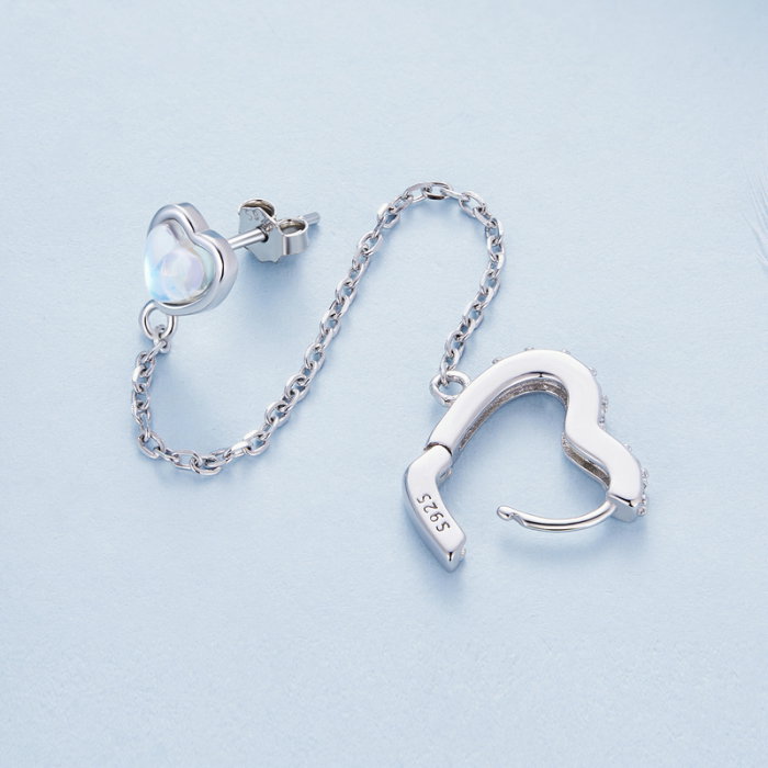 Cercel argint lant si inimioare [7]