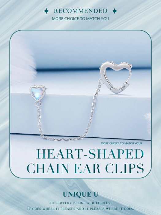 Cercel argint lant si inimioare [14]