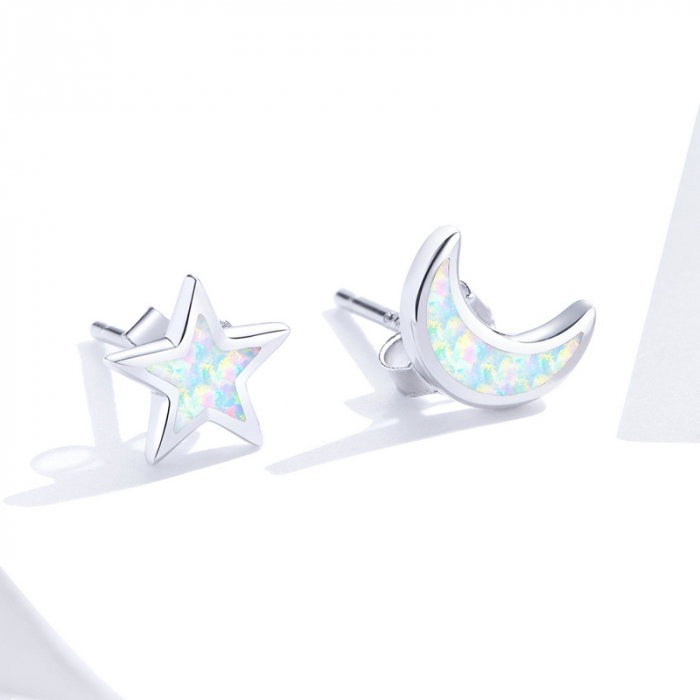 Cercei argint Luna si Luceafarul cu Opal [3]