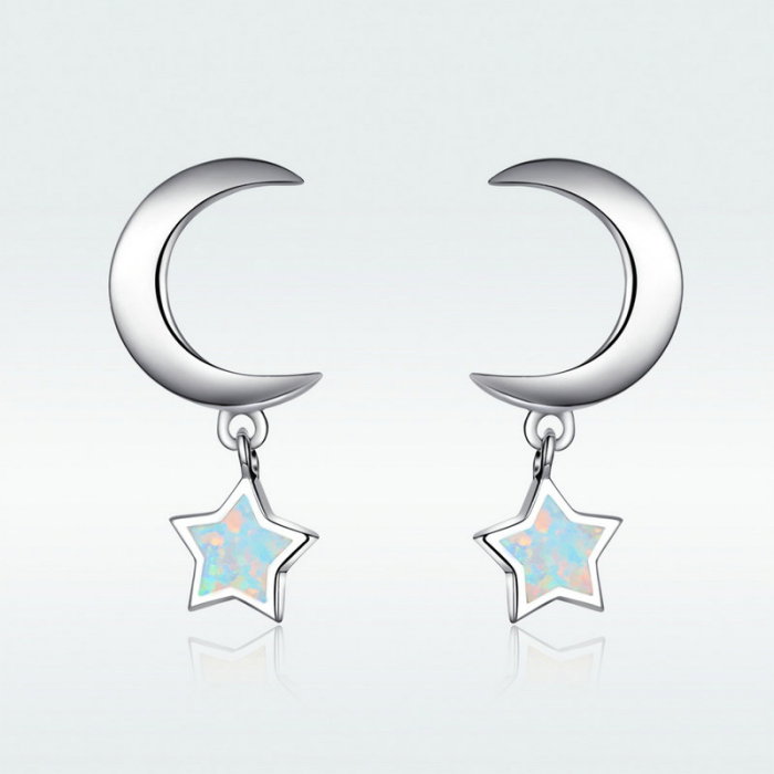 Cercei argint Luna si Luceafarul cu Opal [2]
