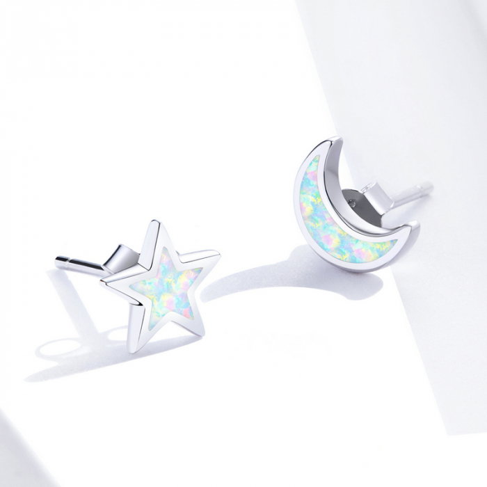 Cercei argint Luna si Luceafarul cu Opal [5]