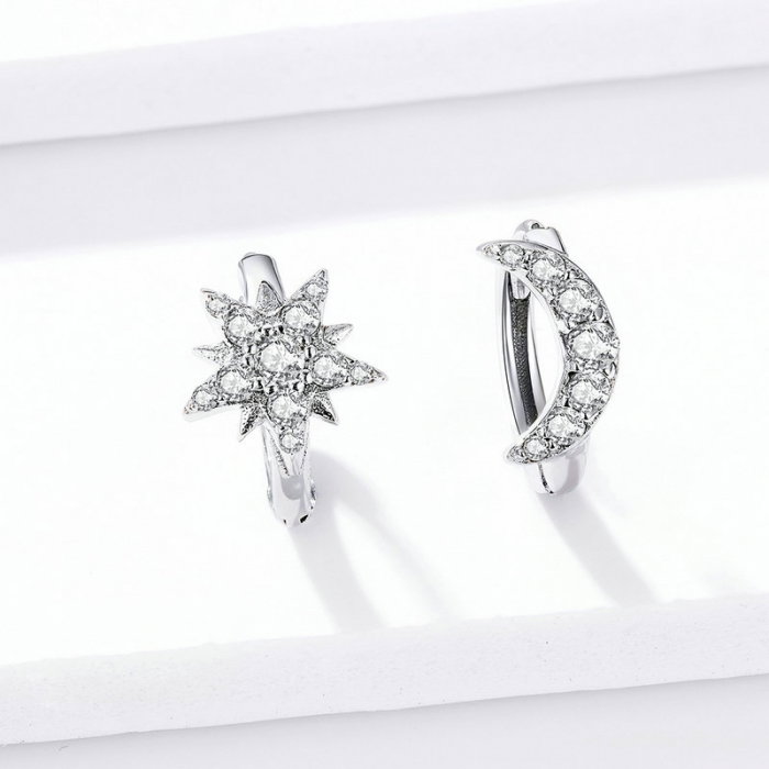 Cercei argint luna si stea placati cu rodiu [3]